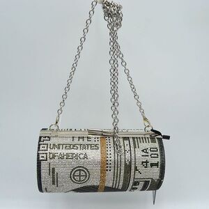Hundred Dollar Roll Money Rhinestone Clutch Purse